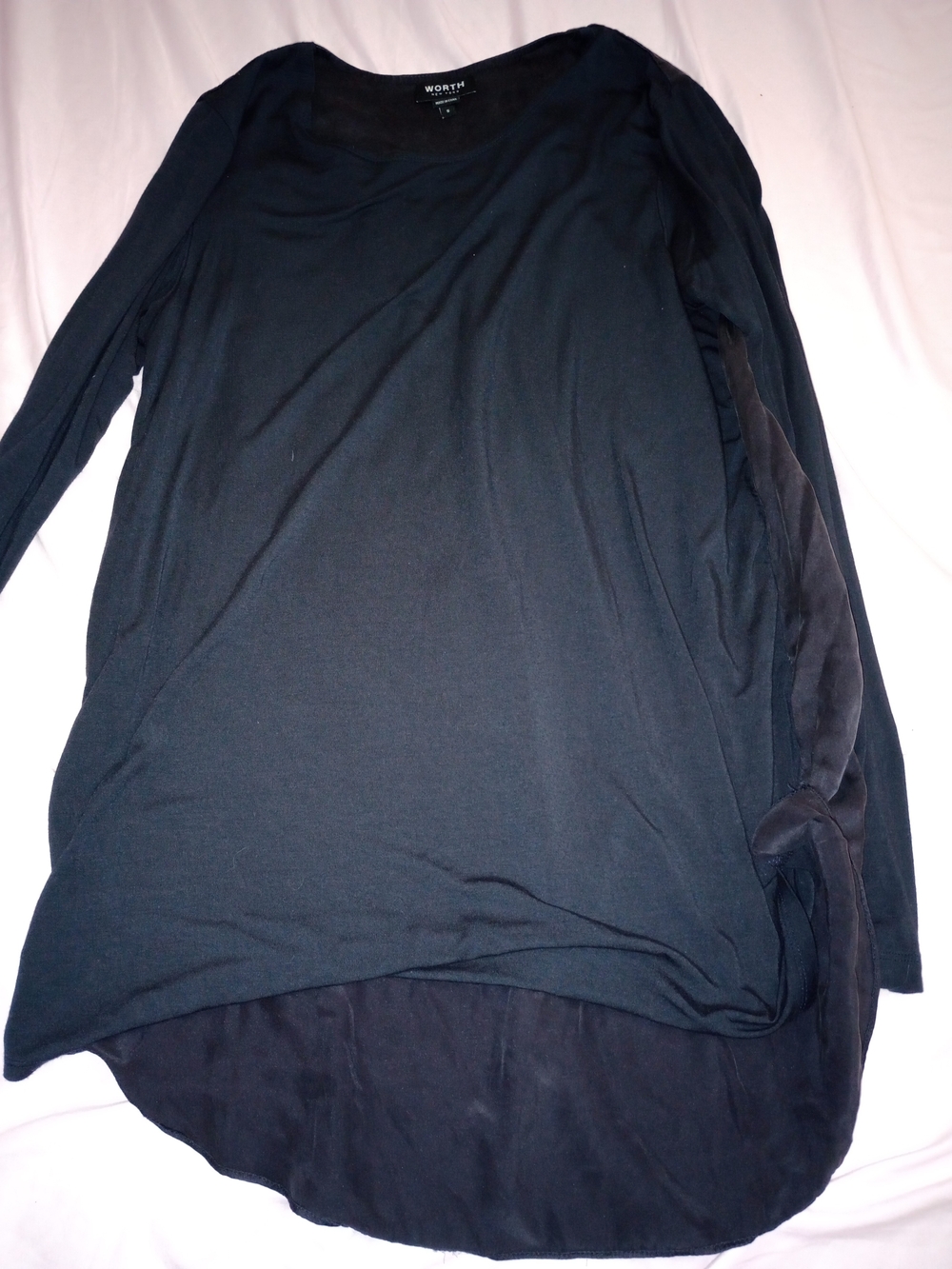 WORTH Black Long Sleeve Sleep Tunic with Sheer Hem